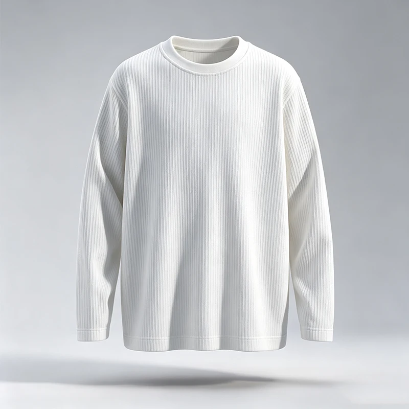 Men'S Fashion T Shirts - Kaos Lengan Panjang Kerah Bulat Bergaris