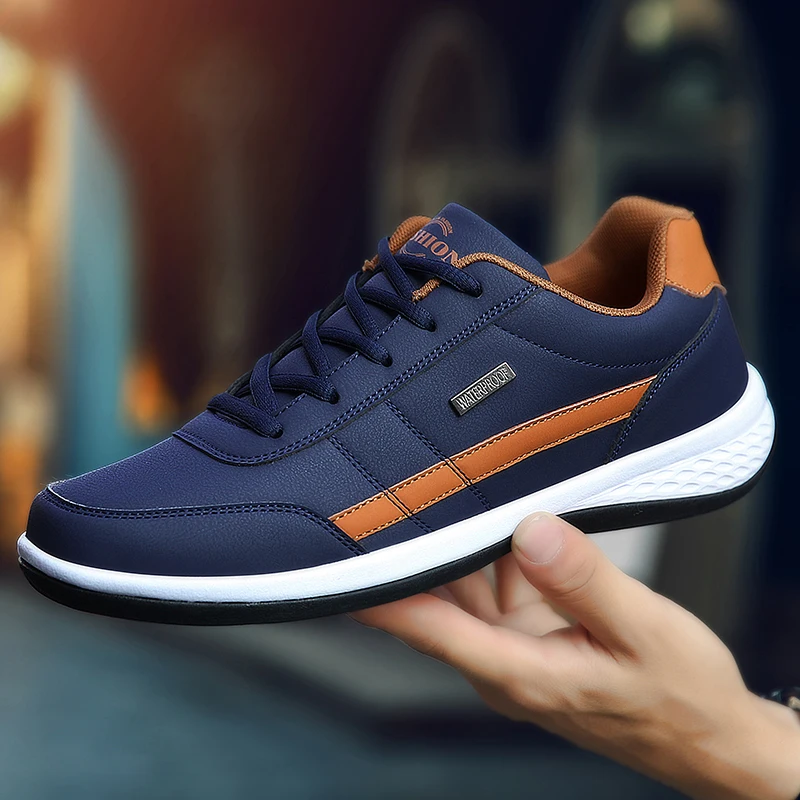 Sepatu Pria Kulit PU Sneakers  - Mens Fashion Trainers ulasan dan harga