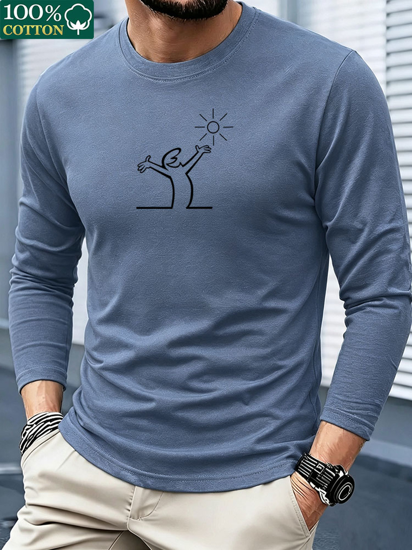Kaos Lengan Panjang Katun 100% - Men'S Fashion T Shirts ulasan dan harga